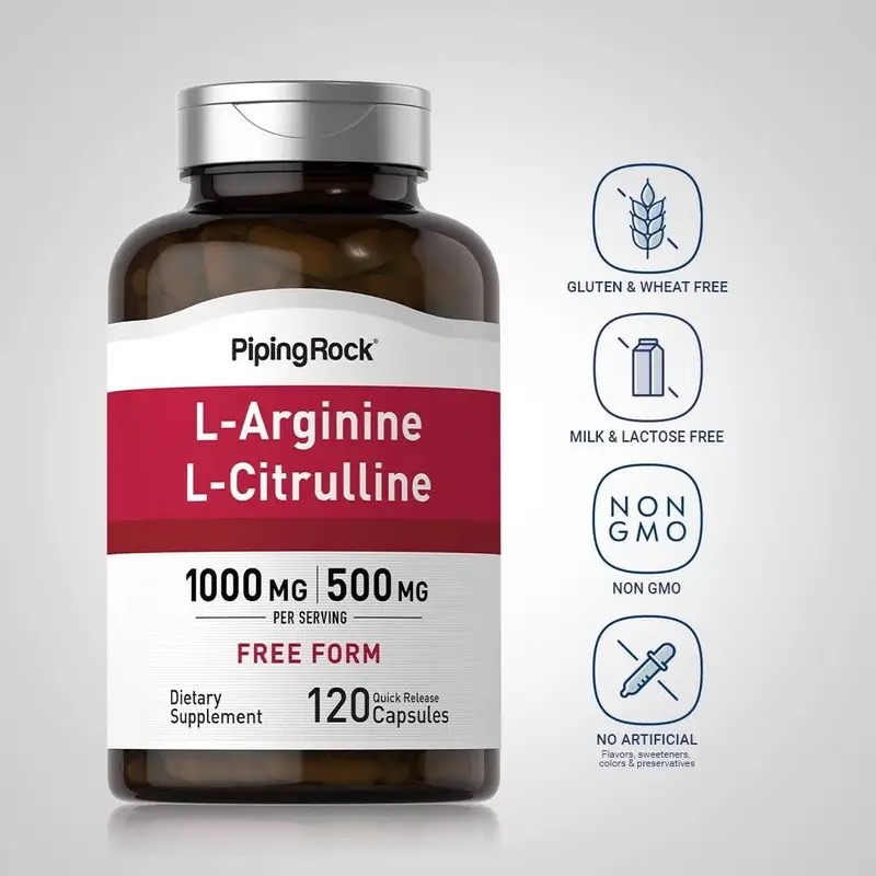 Piping Rock L-Arginine L-Citrulline Complex 1000mg 120 Capsules
