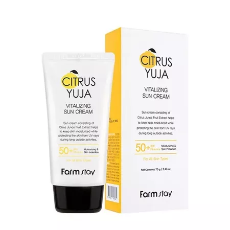 Farmstay Citrus Yuja Sun Cream: Daily UV Protection with Brightening Power (70g) - Lightweight & Refreshing