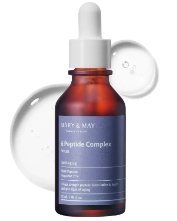 Unlock Radiant Skin: Mary & May 6 Peptide Complex Serum, Fragrance Free for Youthful Glow
