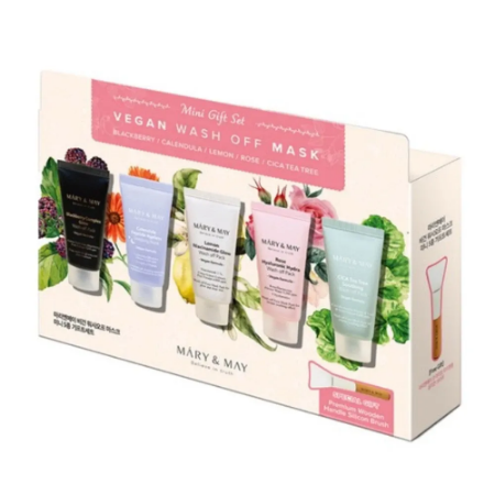Mary & May Vegan Wash Off Mask Mini Gift Set - Nourishing Skincare for Radiant Skin - Perfect Travel Size