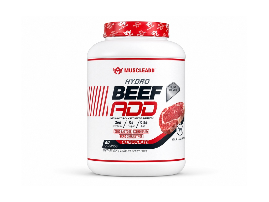 Hydro Beef ADD | بروتين اللحم البقري المهدرج 100% من MuscleADD (شيكولاته/كولا)