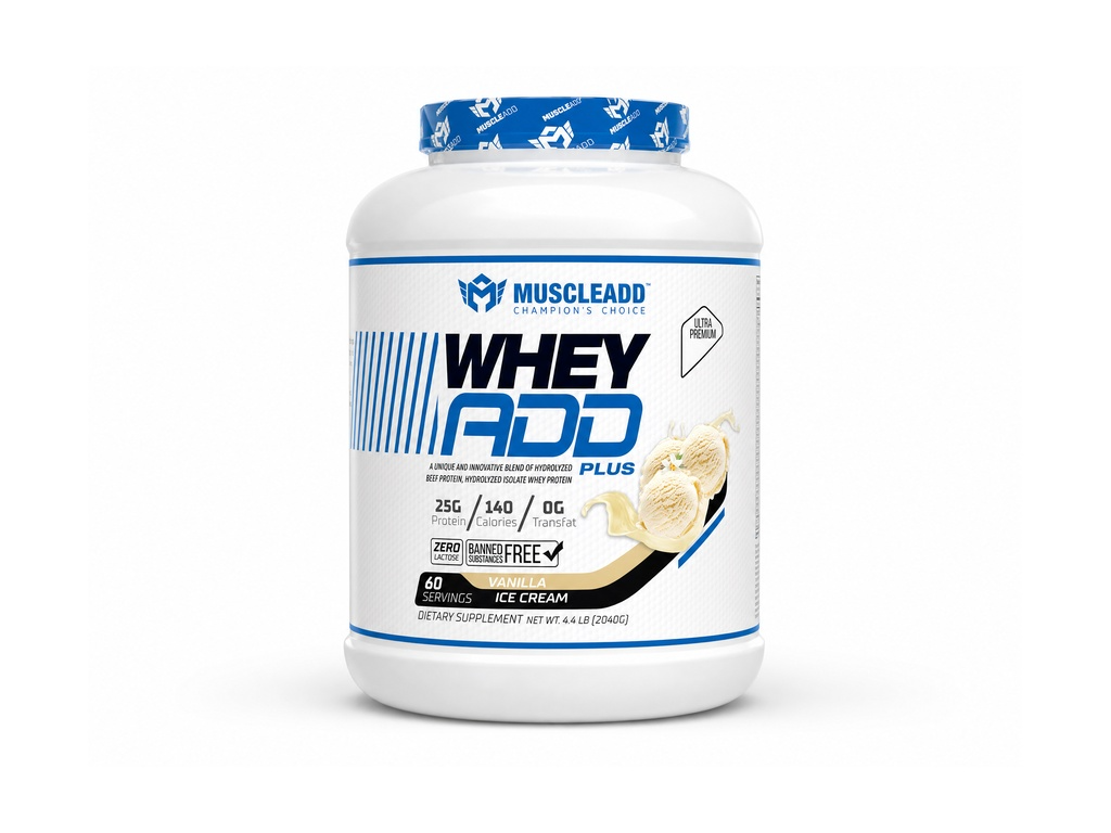 بروتين مزدوج المصدر Whey ADD Plus  | الجرعة 120Serv – 119.4G - من ®MuscleADD