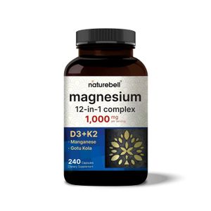 Nature Bell Magnesium Complex 12 in 1 1,000mg With Gotu Kola And Vitamin D3 K2 240 Capsules