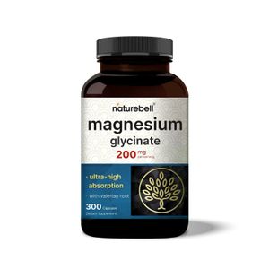 Nature Bell Magnesium Glycinate with Valerian Root 200mg 300 Capsules