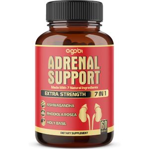 agobi 7in1 Adrenal Support Supplement, Equivalent to 8050mg of 7 Herbs - Concentrated Ashwagandha, Panax Ginseng, Rhodiola Rosea and More - 60 Capsules - 2 Month Supply