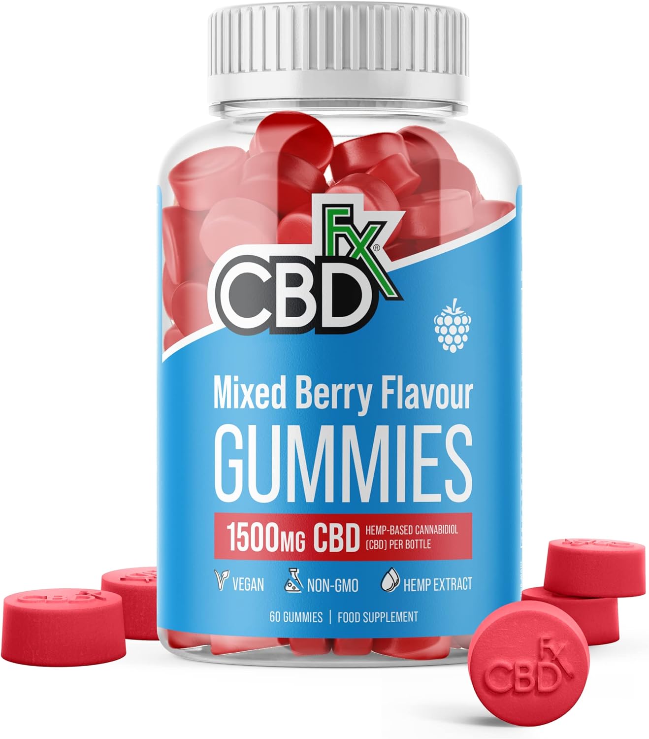 CBDfx 1500mg Mixed Berry Flavour, 60 Gummies