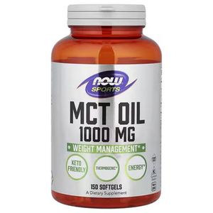 Now Sports زيت MCT، 1000 ملغ، 150 كبسولة جيلاتينية لتعزيز الطاقة