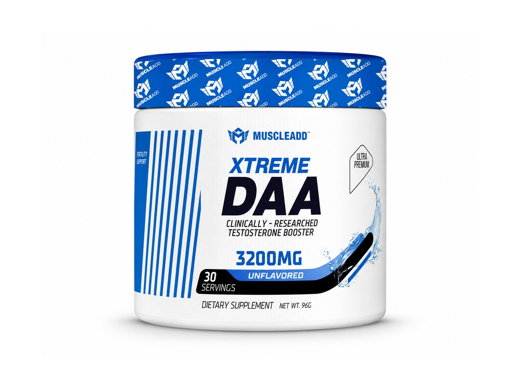 محفز التستوستيرون الطبيعي حمض دي-اسبارتيك Xtreme DAA 3200mg – جرعة 30Serv - 96G – من ®MuscleADD