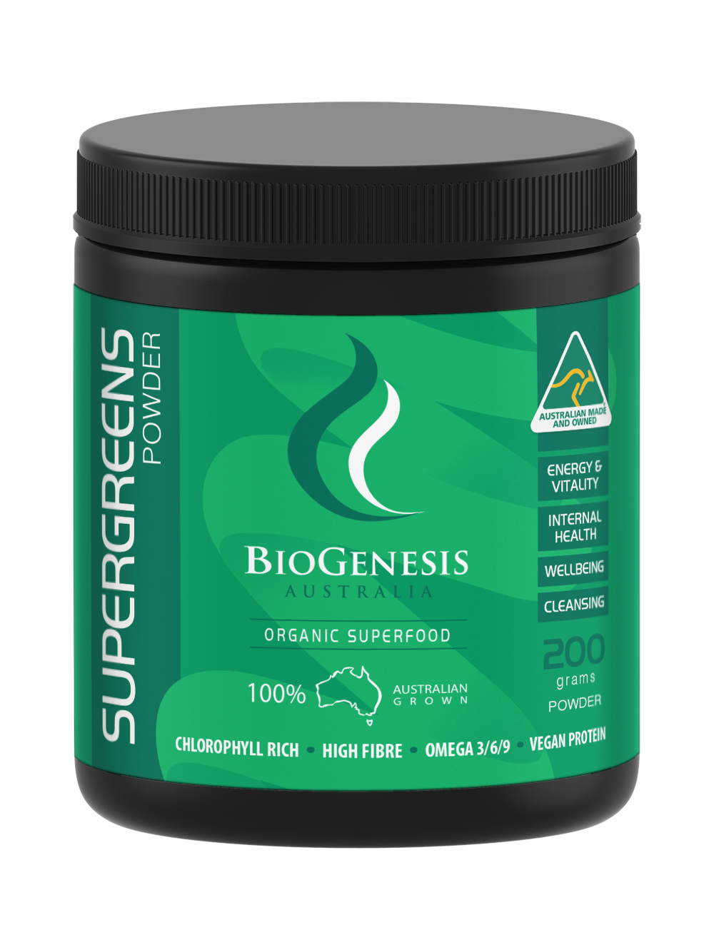 BioGenesis SUPER GREENS POWDER 200G بيو جينيسيس سوبر جرين بودر 200جم ،للطاقة والحيوية،للصحة العامة للجسم