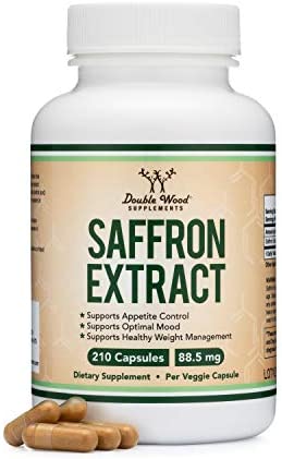 Double Wood Saffron Extract 88.5mg Appetite Suppressant for Weight Loss (Supports Eye, Retina, and Lens Health)210 Capsulesمكمل مستخلص الزعفران 88.5 مجم مثبط للشهية لفقدان الوزن (يدعم صحة العين والشبكية والعدسة 210كبسولة