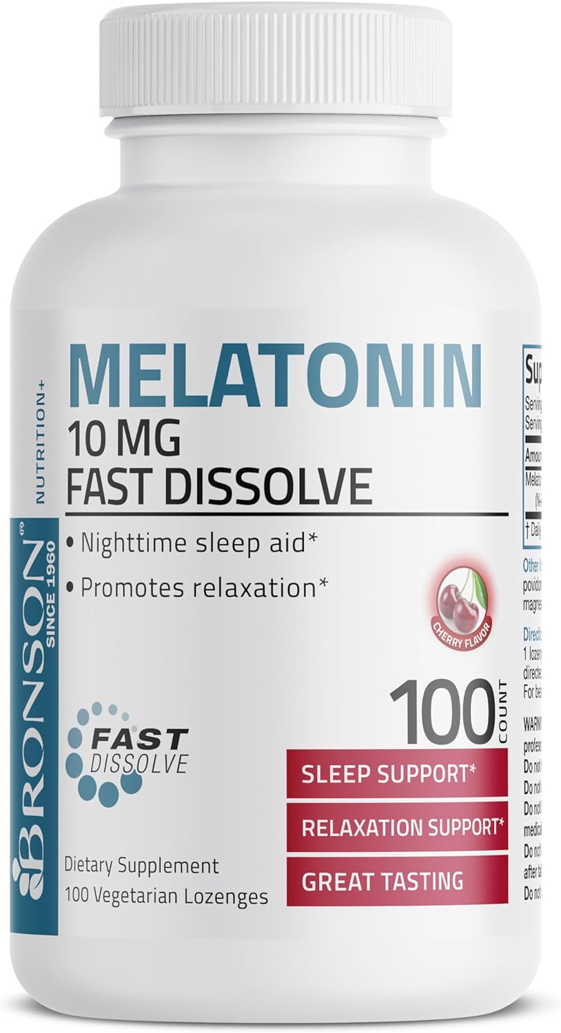Bronson Melatonin 10 mg Cherry Flavored 100 Lozenges