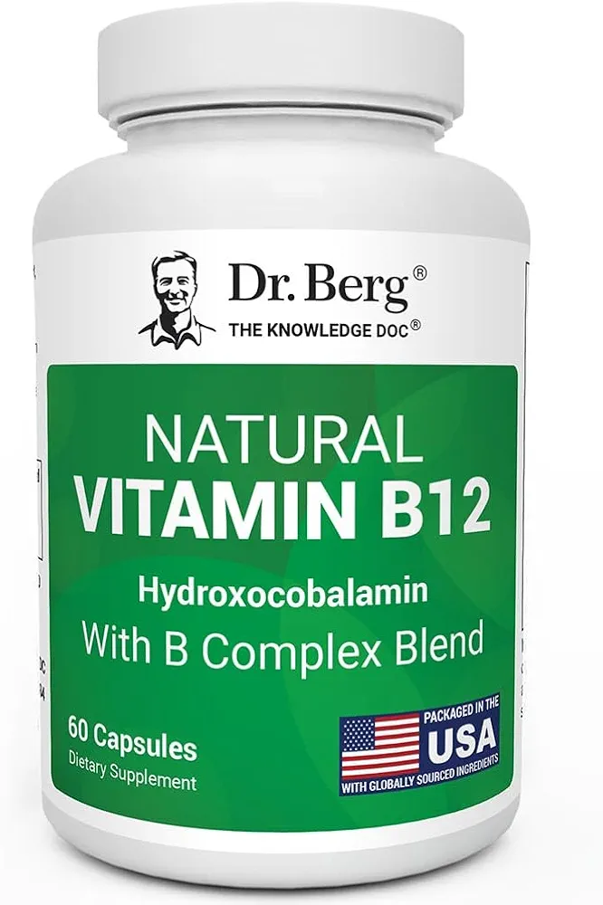 Dr. Berg Natural Vitamin B12 1000 mcg with B Complex Blend – hydroxocobalamin B12 – 60 Capsules