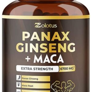 5 in 1 Panax Ginseng + Maca, 5 Months Supply, 6700 mg per Capsule with Ashwagandha, Tribulus Terrestris, Saw Palmetto, Boost Energy, Stamina, Powerful Strength, Endurance Supplement, Mood Support