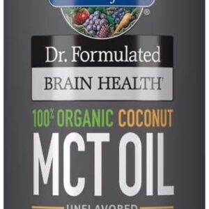 Garden of Life Dr. Formulated Brain Health 100% Organic Coconut MCT Oil 32 fl oz Unflavored, 13g MCTs, Keto & Paleo Diet Friendly Body & Brain Fuel, Certified Non-GMO Vegan & Gluten Free, Hexane-Free جاردين اوف لايف ، زيت م س ت من جوز الهند العضوى 100%، لصحة المخ ووقود سريع للجسم والمخ ، 946 مل