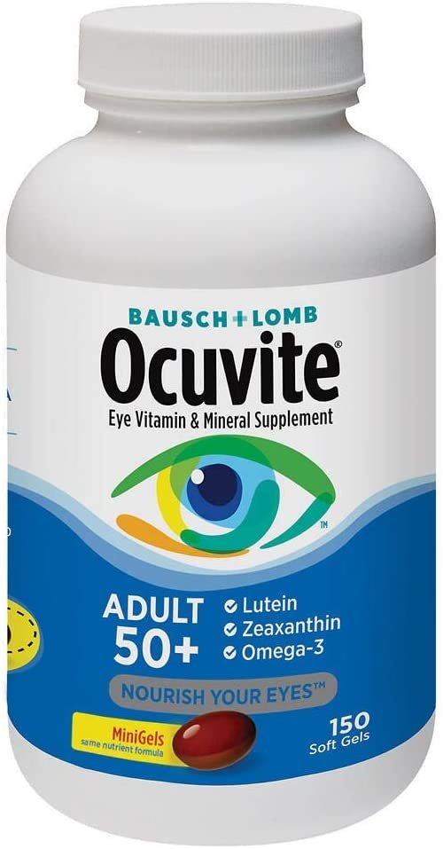 Bausch + Lomb Ocuvite Adult 50+ with Lutein, Zeaxanthin and Omega-3, 150 Soft Gels