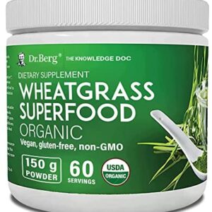 Dr. Berg’s Raw Wheatgrass Superfood | Organic Ultra-Concentrated Green Powder | 60 Servings
