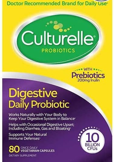 Culturelle Digestive Health Probiotic | 80 Vegetarian Capsules