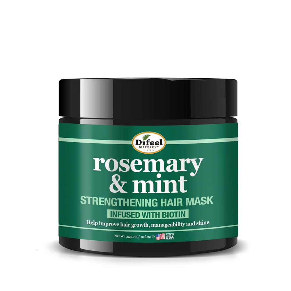 Difeel Rosemary & Mint Strengthening Hair Mask with Biotin, 12 oz (355 mL)