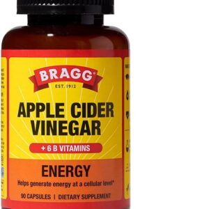 Bragg Apple Cider Vinegar Energy Capsules | ACV + B6 Metabolic Support | 90 Capsules