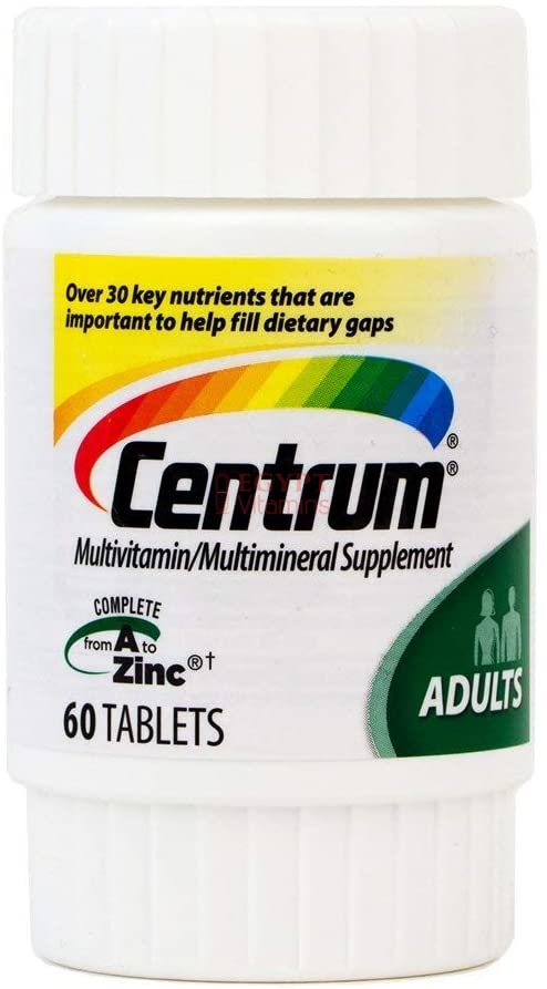 Centrum Multivitamins / Multiminerals for adults Unisex – 60 Tablets سنتروم فيتامينات و معادن متعددة للبالغين من الجنسين 60 حباية