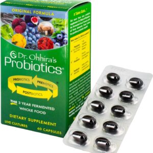 Dr. Ohhira’s Probiotics Original Formula with 3 Year Fermented Prebiotics, Live Active Probiotics and The only Product with Postbiotic Metabolites, 60 Capsules