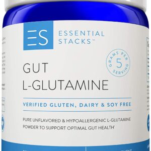 Essential Stacks Gut L-Glutamine Powder – Exclusively Made in USA | (60 Servings, Unflavored)