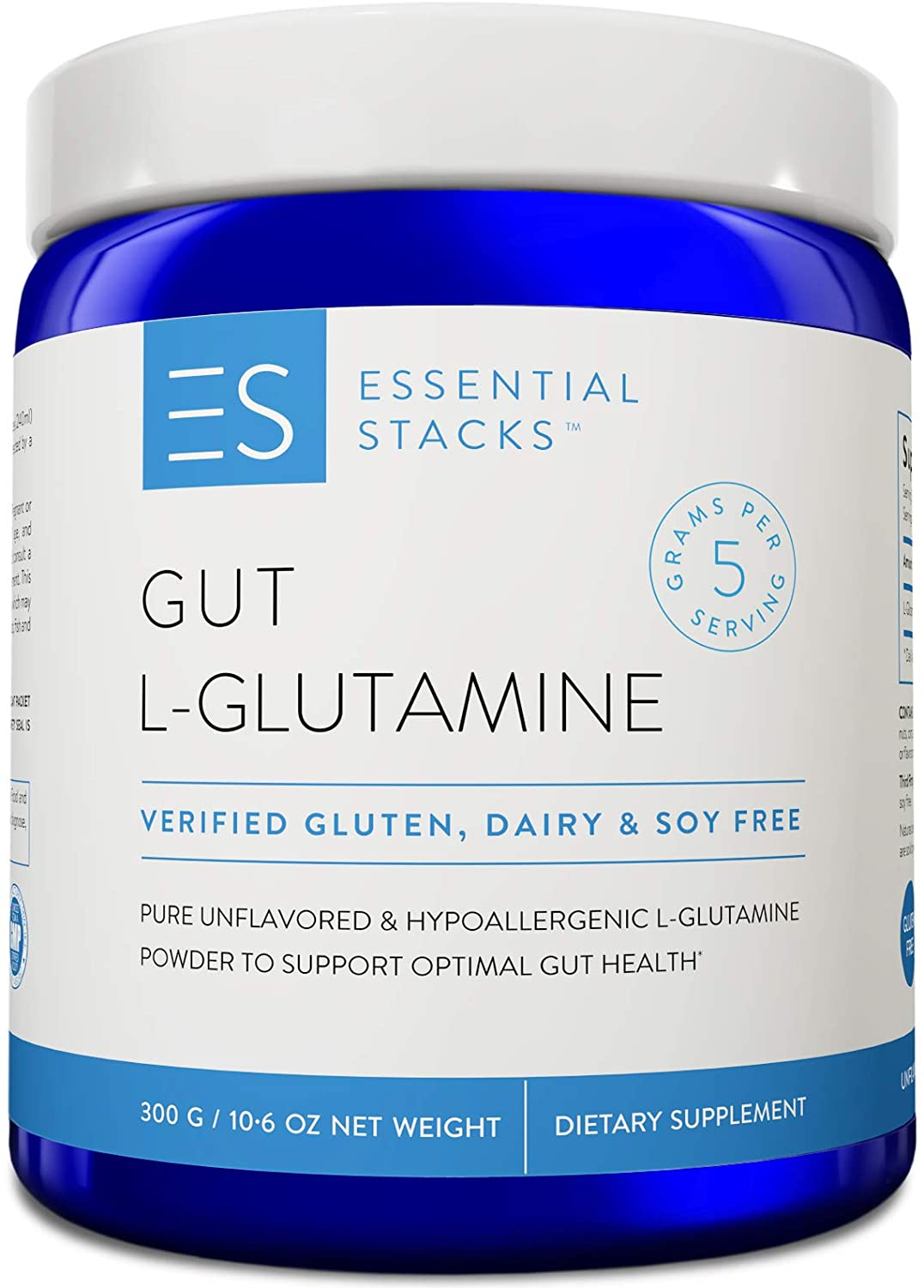 Essential Stacks Gut L-Glutamine Powder – Exclusively Made in USA | (60 Servings, Unflavored)