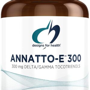 Designs for Health Annatto-E 300 – Groundbreaking Vitamin E Supplement with Delta + Gamma Tocotrienols – Cardiovascular + Antioxidant Support – Non-GMO, No Soy (30 Softgels) أناتو فيتامين ھ 300 مجم ، دلتا وجاما توكوترينول ، لصحة القلب والأوعية الدموية ، ومضاد للأكسدة ، 30 سوفت جيل
