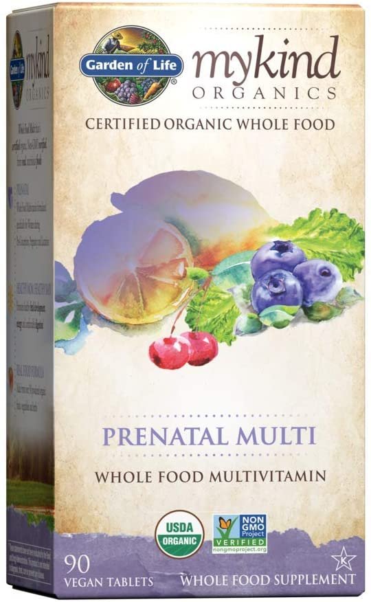 Garden of Life Prenatal Vitamins – mykind Organics Prenatal Multi – 90 Tablets, Vegan Whole Food Multivitamin, Folate not Folic Acid & Stomach Soothing Blend, Organic Prenatals Supplements for Women جاردين أوف لايف غذاء كامل فيتامينات متعددة عضوية للأمهات الحوامل ، 90 قرص نباتى