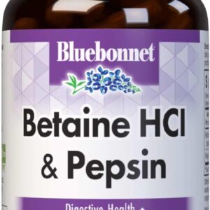 BlueBonnet Betaine HCI Plus Pepsin Vegetarian Capsules 600mg | Digestive Support | 90 Caps