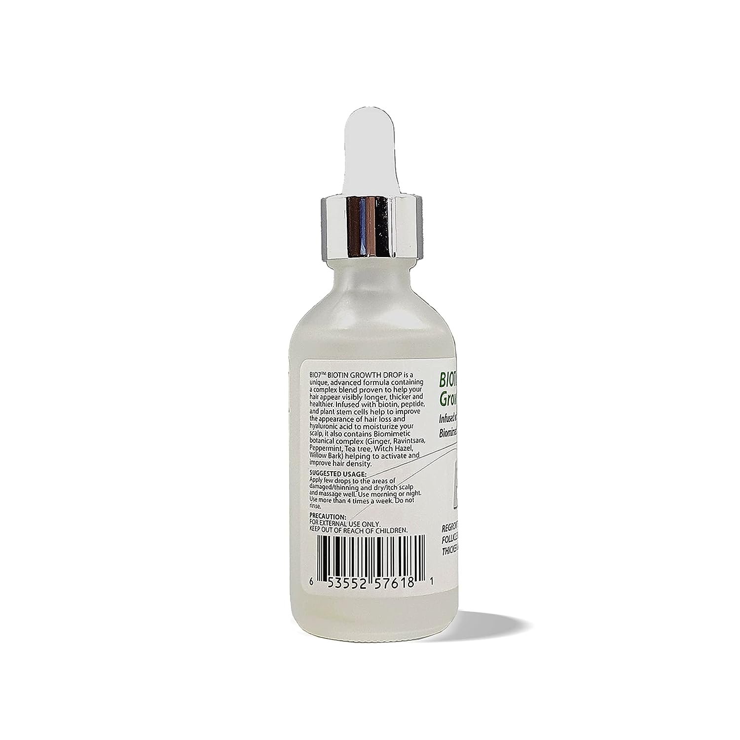 BIO7 BIOTIN GROWTH DROP INFUSED BIOMIMETIC SIGNAL PEPTIDE – 2 Fl Oz – Improve the Appearance of Hair Loss By Looking Visibly Longer, Thicker, Boost Follicle Growth – By Natures البيوتين السائل 60 مل لعلاج تساقط الشعر وتقويته وتقوية بصيلاته وجعله اكثر سمكا - الصورة 3