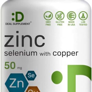 Deal Supplement Zinc 50mg with Selenium + Copper | 3-in-1 Immune Support | 240 Capsules