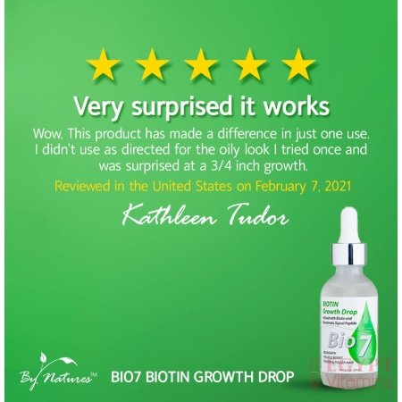 BIO7 BIOTIN GROWTH DROP INFUSED BIOMIMETIC SIGNAL PEPTIDE – 2 Fl Oz – Improve the Appearance of Hair Loss By Looking Visibly Longer, Thicker, Boost Follicle Growth – By Natures البيوتين السائل 60 مل لعلاج تساقط الشعر وتقويته وتقوية بصيلاته وجعله اكثر سمكا - الصورة 16