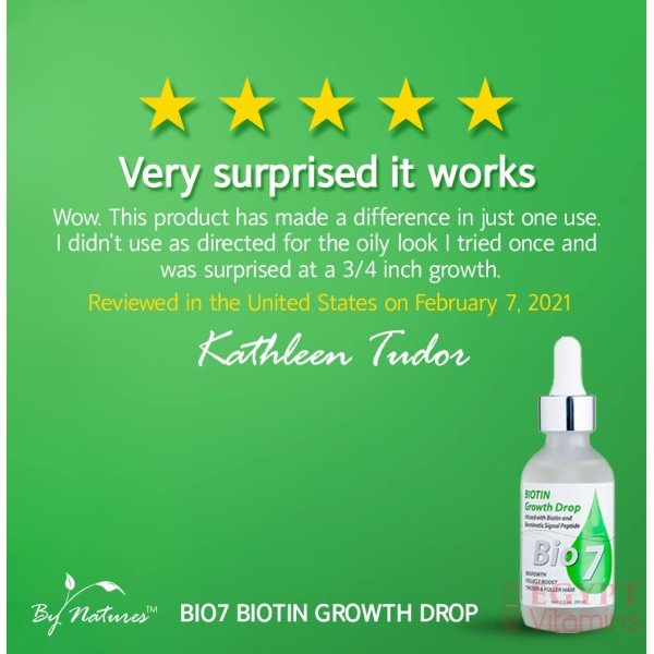 BIO7 BIOTIN GROWTH DROP INFUSED BIOMIMETIC SIGNAL PEPTIDE – 2 Fl Oz – Improve the Appearance of Hair Loss By Looking Visibly Longer, Thicker, Boost Follicle Growth – By Natures البيوتين السائل 60 مل لعلاج تساقط الشعر وتقويته وتقوية بصيلاته وجعله اكثر سمكا - الصورة 9