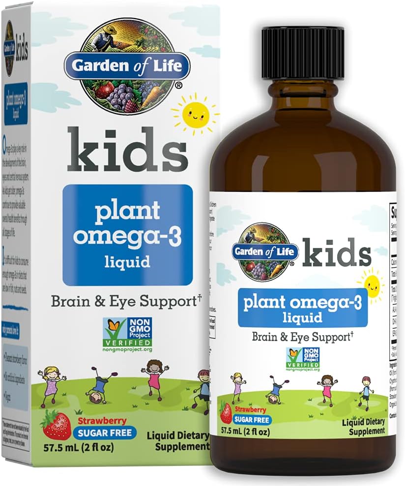 Garden of Life Kids Plant Omega-3 Liquid | Vegan DHA for Brain | 60 ml