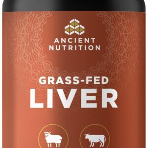Ancient Nutrition Organ Supplements, Grass-Fed and Wild Organ Complex Capsules, Beef & Lamb Liver, Supports Healthy Blood, Gut, and Liver, 180 Ct