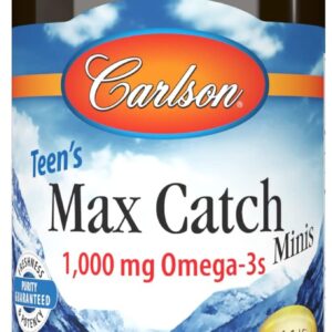 Carlson – Teen’s Max Catch Minis, 1000 mg Omega-3s, Brain Health, Vision Support, Mood Health, 60 Softgels