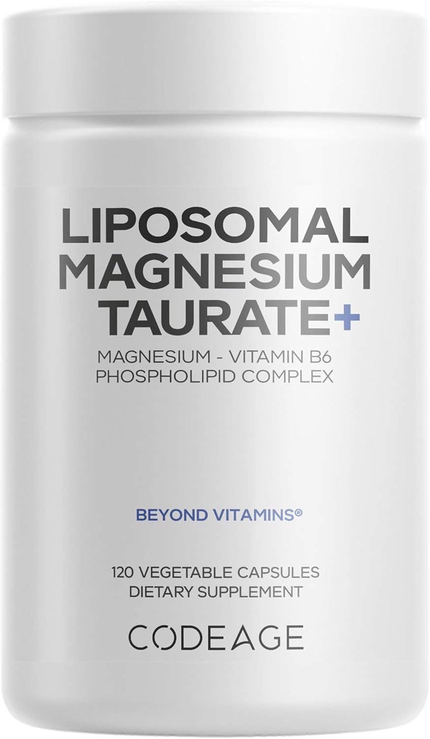 Codeage Liposomal Magnesium Taurate+ 300mg with B6 | 120 Vegan Capsules