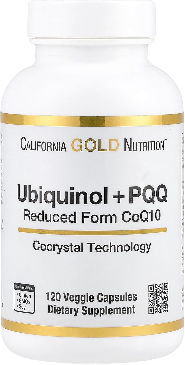 California Gold Nutrition Ubiquinol CoQ10 100 mg + PQQ 10 mg |120 Veggie Capsules