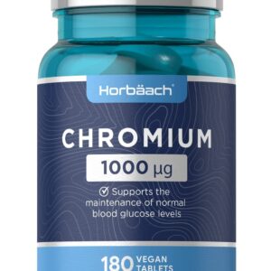 Chromium Picolinate 1,000mcg | 180 Vegan Tablets | Maintenance of Normal Blood Sugar Levels & Macronutrient Metabolism | 6 – Months Supply | No Artificial Preservatives