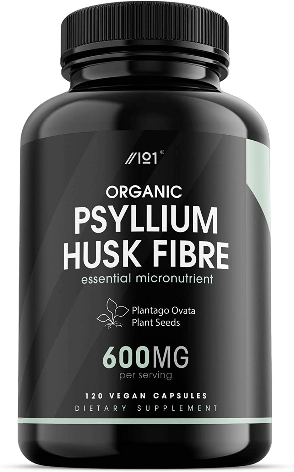 Alpha01 Organic Psyllium Husk Fibre – 600mg – Natural Prebiotic Fibre Supplement from Raw Plantago Ovata Seeds – Ispaghula Husk – Made in The UK – 120 Vegan Capsules ألياف قشور السيليوم العضوى ، 600 مجم ، بريبيوتيك الطبيعى من بذور بلانتاجو أوفاتا الخام وقشور إسباجولا ، 120 كبسولة نباتية