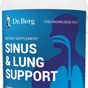 Dr. Berg’s Sinus & Lung Support Supplement – Healthy Respiratory System, Sinus Relief and Lung Cleanse Formula with Lymphatic and Thymus Powders – Normal Sinus and Lung Function – 30 Capsules