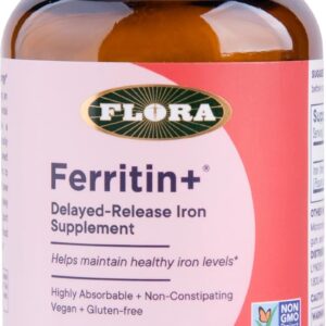 Flora Ferritin+ Delayed-Release Iron Supplement – Blood Cell & Energy Support – 60 Capsules