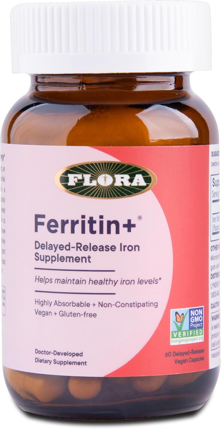 Flora Ferritin+ Delayed-Release Iron Supplement – Blood Cell & Energy Support – 60 Capsules