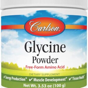Carlson – Glycine Powder, 2000 mg Glycine, Amino Acid Powder, Energy Production, Muscle Development Powder, Glycine Supplement Powder, 3.53 oz (100 g)كارلسون جليسين بودر لانتاج الطاقة وبناء العضلات والانسجة ،100 جرام