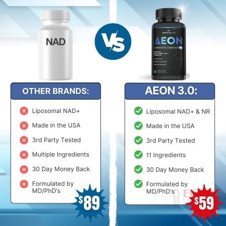 AEON Liposomal NAD+ Longevity Complex, with NAD+, NR, Resveratrol, Quercetin, Fisetin, L Theanine, TMG, EGCG, Spermidine, Astragalus, Anti-Aging Supplement, Vegan, 60 Capsules - الصورة 16