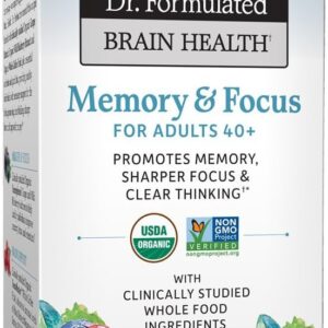 Garden of Life Dr. Formulated Organic Brain Health Memory & Focus for Adults 40+ 60 Tablets دكتور فورميلاتيد ، فيتامينات ومعادن نباتية عضوية لصحة المخ والذاكرة ، وزيادة التركيز للبالغين فوق 40 عام ، 60 حباية