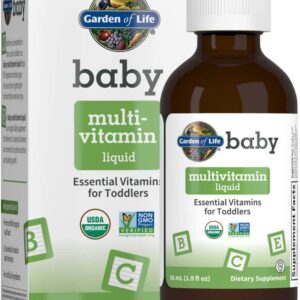 Garden of Life Baby Multivitamin Drops, for Infants & Toddlers 1.9 fl ozقطرات فيتامينات متعددة من جاردن أوف لايف بيبي، فيتامينات عضوية للأطفال الرضع والأطفال الصغار – فيتامينات أساسية ومغذيات للأطفال، نباتي، خالٍ من الغلوتين، غير معدل وراثياً، 56 وجبة، مكمل سائل 56 مل