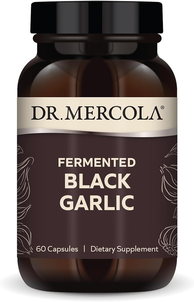 Dr. Mercola Fermented Black Garlic, 30 Servings (60 Capsules), Supports Immune and Blood Pressure Health