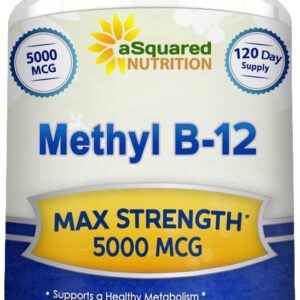 aSquared Nutrition | Vitamin B12-5000 MCG with Methylcobalamin | Energy & Brain Support | 120 Tablets